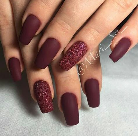 Nail Glitter Powder, Sugar Nails, Maroon Nails, Bridal Nail Art, Winter Nails Acrylic, Short Square Nails, Glitter Dust, Burgundy Nails, Her Nails