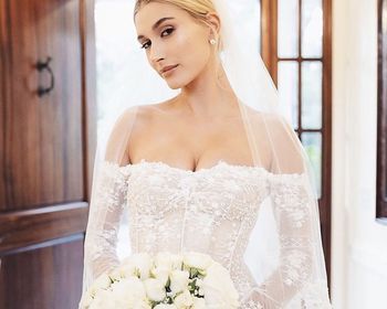 Wedding Beauty Timeline: What To Do & When To Do it Hailey Bieber Wedding Dress, Wedding Beauty Prep, Bieber Wedding, Hailey Bieber Wedding, Wedding Beauty Timeline, Celebrity Wedding Hair, Italy Wedding Dress, Long Sleeve Wedding, Bridal Hair And Makeup