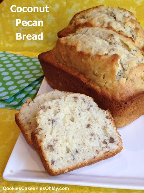 Baking Soda Replacement, Coconut Quick Bread, Pecan Bread Recipe, Coconut Pecan Cookies, Pecan Bread, Yeast Free Breads, Bread Sweet, Coconut Extract, Cookie Cake Pie