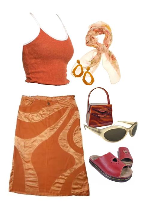 #aesthetic #outfits #summerstyle #orange #italy #hippie #elegant Orange Boho Outfit, Orange Inspired Outfits, Olive Green Outfit, Orange Outfits, Biblically Accurate, Ideas For Characters, Orange Outfit, Fairy Clothes, Y2k Aesthetic Outfits