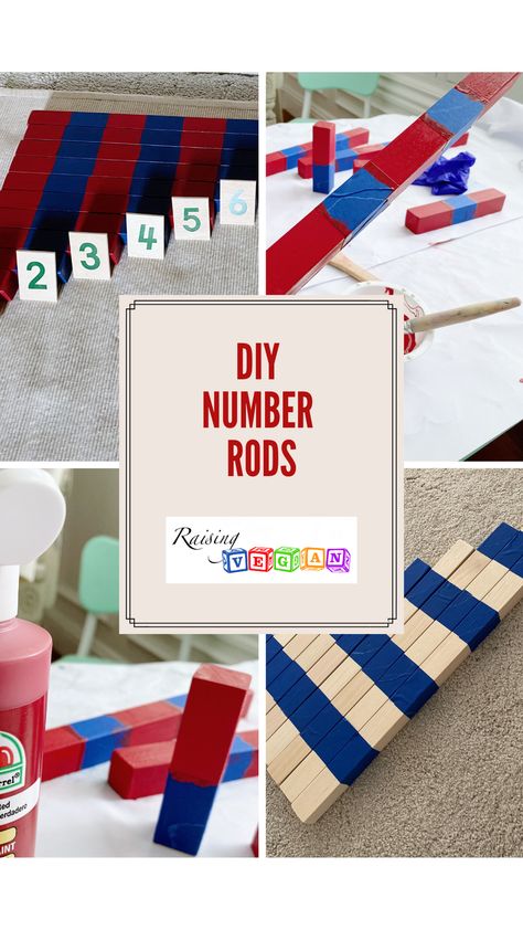 Details on how to make your own red and blue number rods at home! Diy Montessori Number Rods, Diy Montessori Math Materials, Montessori Addition, Preschool Montessori, Math Materials, Apple Barrel, Montessori Math, Diy Crafts For Kids Easy, Painted Sticks