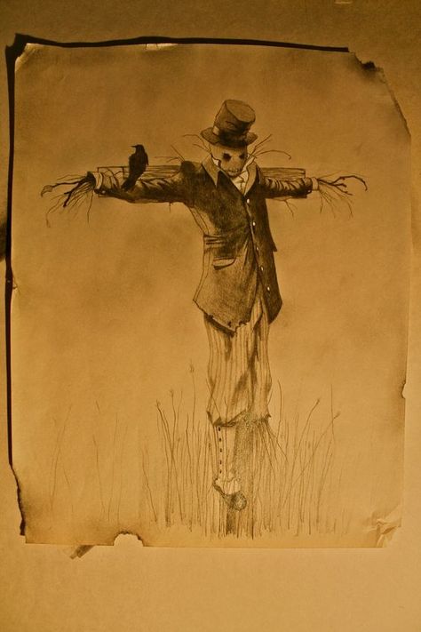 Scarecrow Tattoo Design, Scarecrow Tattoo, Scarecrow Drawing, Scarecrow Batman, Scary Scarecrow, Halloween Drawings, Creepy Art, Guy Drawing, Grade School