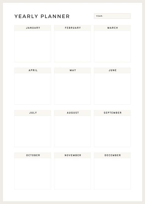 White and Black Simple Yearly Planner A4 Document - Templates by Canva Year Planner Template, Money Binder, A4 Document, Calendar 2023, Cute Sketches, Document Templates, Bucket Lists, Planner Book, List Template