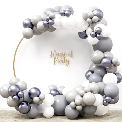 PRICES MAY VARY. 【Perfect Graduation Decorations】You did it! Celebrate your life’s achievements with stunning party decorations. For your graduation party, create the right atmosphere and make the occasion extra memorable with our silver, blue, and white balloon garland kit. Perfect for kids’, high school, or college graduations and beyond. 【Pack of Graduation Balloons】Each pack contains pearl white and sky blue balloons in sizes 18", 12" 10" and 5". You will also receive silver metallic balloon Grey Balloon Garland, Grey Balloons, White Balloon Garland, Silver Balloons, White Garland, Silver Balloon, Wedding Party Supplies, White Balloons, Arch Kit