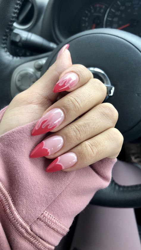 Valentines Nails Flames, Fire Heart Nails, Alternative Valentines Nails, Nails Hearts, Alternative Valentines, Nails Birthday, Nails Heart, Ankle Tattoos, Pretty Heart