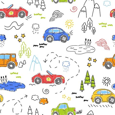 Cute Car Illustration, Doodle Cars, Car Doodles, Car Doodle, Cars Vector, Cars Illustration, Cars Funny, Cartoon Cars, Car Pattern