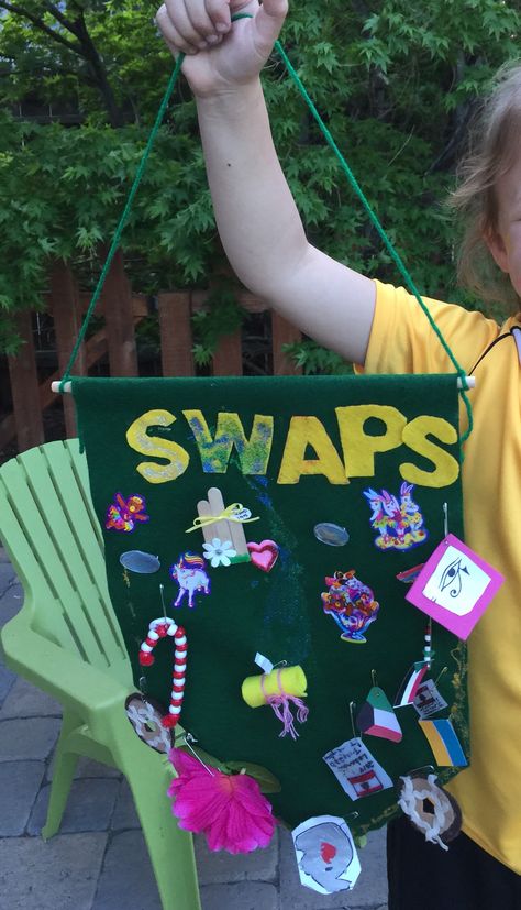 Swaps banner! Swap Banner, Girl Scout Mom, Girl Scout Meeting Ideas, Cub Scout Activities, Scout Mom, Girl Scout Daisy, Girl Scout Activities, Daisy Scouts, Girl Scout Swap