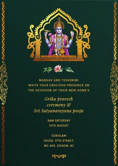 Housewarming Invitation Gruhapravesam Invitation Card Template, Indian House Warming Invitations Template, House Warming Ceremony Invitation Indian, Indian House Warming Invitations, House Warming Invitations Indian Template, New House Invitation Card, House Opening Invitation Card, Gruhapravesam Invitation Card, Satyanarayana Pooja Invitation Card