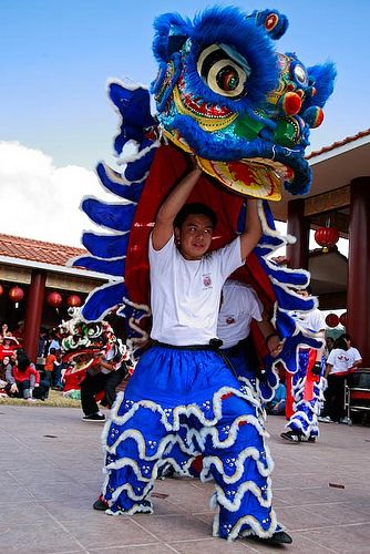 Chinese Lion Dance - Blue Lion by Peter Tsai Photography, via Flickr Chinese Dragon Dance Costume, Chinese Lion Costume, Chinese Lion Dance Costume, Lion Dance Drawing, Chinese Dragon Costume, Chinese New Year Dragon Dance, Dragon Dance Costume, Chinese New Year Lion Dance, Lion Dance Head