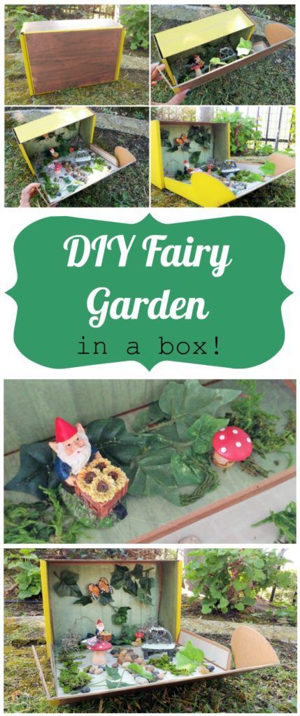 Upcycled Fairy Garden in a Box Shoe Box Fairy Garden, Fairy Garden Box, Craft Room Organization Diy, Small Craft Rooms, Tissue Paper Crafts, Fairy Box, Crate Diy, Diy Home Accessories, Diy Wedding Backdrop