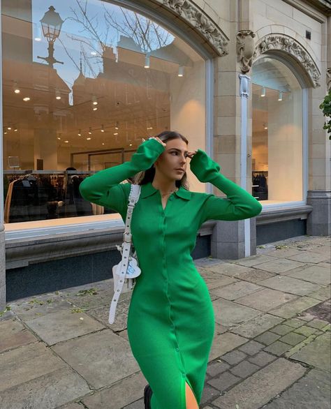 Rib Knit Dress, Midi Dress Green, Ribbed Knit Dress, Green Midi Dress, Bodycon Midi, Midi Dress Bodycon, Knitting Materials, Quick Delivery, Knit Dress