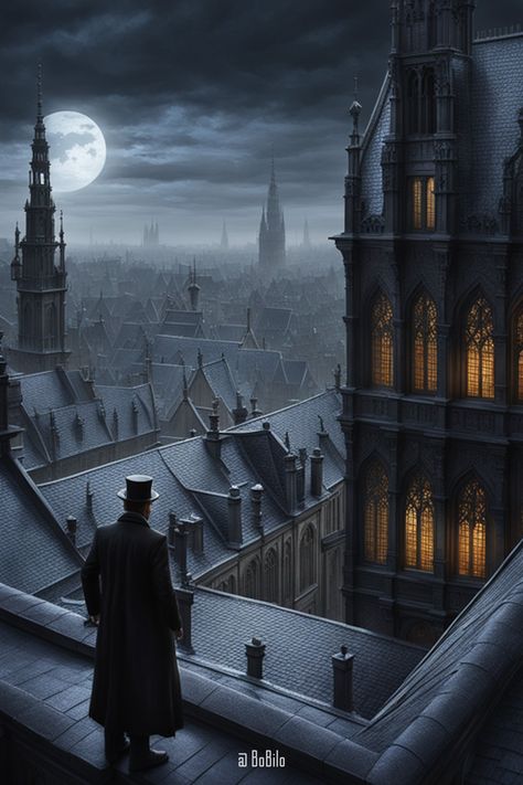 Observing the Gothic city. Picture 1 Gothic London Aesthetic, 1888 Aesthetic, Gaslamp Fantasy Aesthetic, Gothic Fantasy City, Gothic Cities, Gothic London, Victorian Gothic Aesthetic, Gothic City, Victorian City