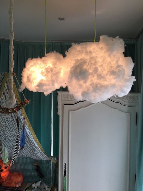 Cute cloud pendant light lamp! Fantastic to perfectly finish the nursery or maby just everywhere in your house.. Or outside on veranda/balcony.. Hanging Cloud, Stall Decorations, Baby Shower Fruit, Hanging Clouds, Cloud Night Light, Cloud Light, 70s Interior, Cloud Lamp, Fabric Pendant