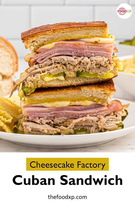 Cheesecake Factory Cuban Sandwich Cuban Sandwich Recipe, Make Cheesecake, Ultimate Sandwich, Cheesecake Factory Recipes, Best Sandwich Recipes, Cuban Sandwich, How To Make Cheesecake, Copycat Restaurant Recipes, Refreshing Food