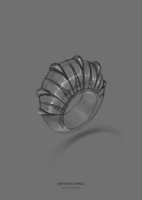 Jewerly Designs Sketches, Ring Sketch Design, Digital Ring, Ring Drawing, Jewelry Sketches, Ring Sketch, Chopard Jewelry, Sketchbook Artist, Jewelry Rendering