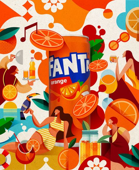 Fanta :: Behance Chicken Little, Usa Art, Creative Poster Design, Ads Creative, Creative Advertising, Illustration Character Design, Abstract Canvas Art, Editorial Illustration, Holiday Design