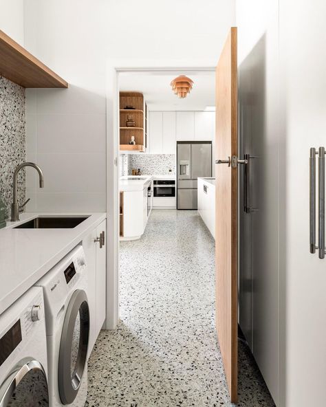 The attention to detail and impeccable design in this gorgeous home by @mjharrisgroup is inspiring 💫 Captured by the talented @joel.noon #terrazzo #terrazzotiles #perinitiles #tilesamples #homereno #interiordesign #laundryrenovation #kitchenreno #terrazzosplashback Terrazzo Utility Room, Laundry Terrazzo, Laundry Room Terrazzo, Terrazzo Laundry Room, Terrazzo Laundry, Laundry Tiles, Laundry Combo, Outdoor Laundry Rooms, Outdoor Laundry