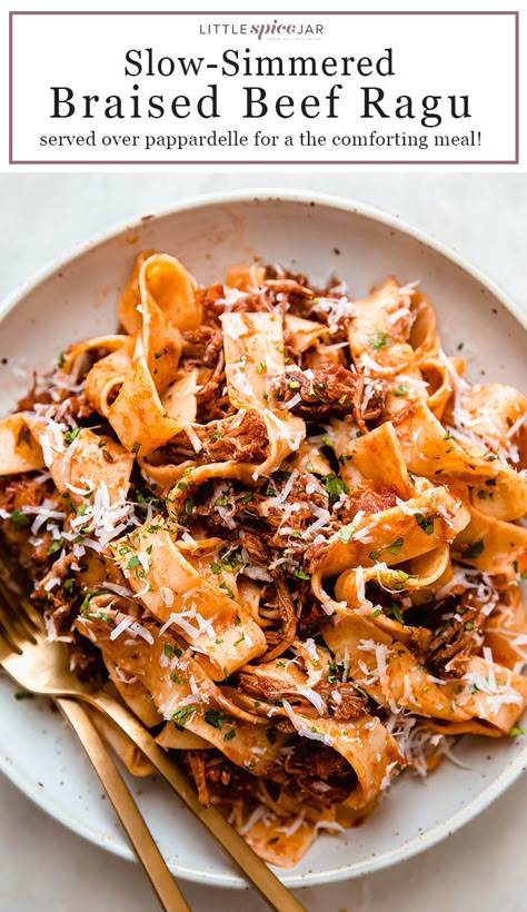 Braised Beef Ragu, Ragu With Pappardelle, Pappardelle Recipe, Beef Ragu, Ragu Recipe, Pappardelle Pasta, Beef Pasta, Best Pasta Recipes, Pasta Dinner Recipes