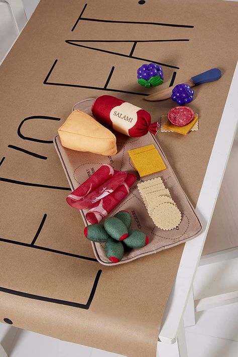 Mud Pie My First Charcuterie Board Set Felt Crackers, Kids Charcuterie, Cake Bouquet, Charcuterie Gifts, Pink Football, Cheese And Crackers, Shopping Games, Pretend Food, Wood Knife