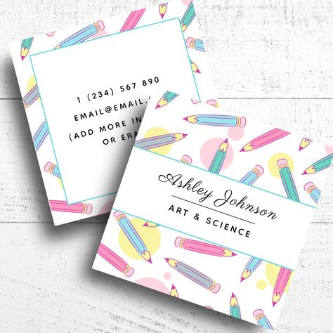 Card Crafts For Kids, Business Card Stands, Teacher Classroom Supplies, Business Card Books, Tutoring Business, Cute Business Cards, Teacher Teaching, Business Card Inspiration, Personalized Notepad