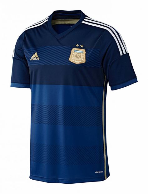 Check out the Argentina 2014 Away kit by adidas, worn in the 2014 International season. World Cup Shirts, World Cup Kits, Argentina World Cup, World Cup Jerseys, France Team, Messi Ronaldo, 2014 World Cup, Sports Jersey Design, World Cup 2014