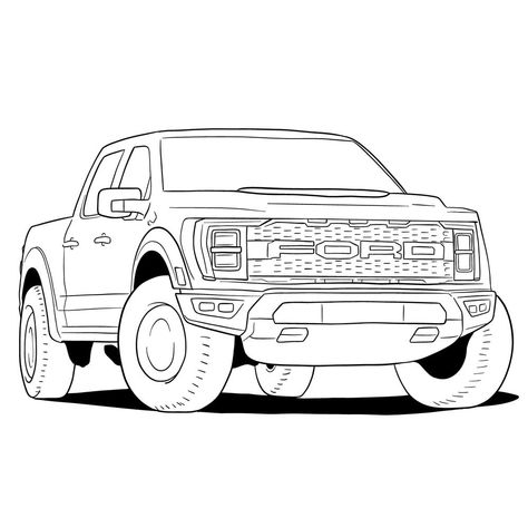 How to draw a 2023 Ford F-Series F-150 Raptor Raptor Sketch, Lego Raptor, Simple Car Drawing, Chucky Drawing, Truck Drawing, Raptor Truck, 39 Steps, Kawaii Cat Drawing, Ford Ranger Raptor