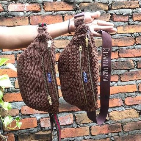 crochet bag for men #crochetbagformen #crochet #crochetbag #crochetbags 7.195 Crochet Bag For Men, Free Crochet Bag Patterns, Loom Crochet, Crochet Wallet, Bobble Crochet, Waist Bag Men, Crochet Stitches Chart, Sling Bag For Men, Clothes Embroidery Diy