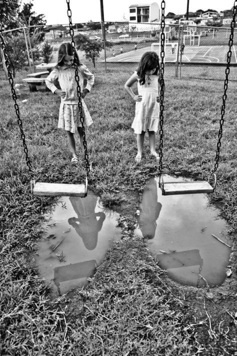 "Remember when this was the biggest problem you encountered all day? Sigh..." Samadhi Blue of Reddit posted this photograph under this headline: A good reminder to embrace the simple joys in life -- including jumping over puddles & swinging at playgrounds. E Mc2, Those Were The Days, George Orwell, I Remember When, Photo Vintage, Samar, Good Ole, E Card, Remember When