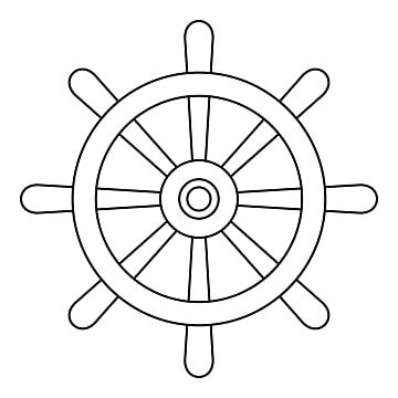 Wheel Drawing, Paper Mechanics, Wood Drawing, Drawing Wood, Boat Wheel, Boat Vector, Ship Vector, Nautical Signs, Boat Drawing