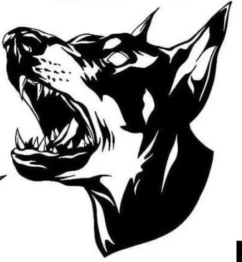 Doberman Barking Drawing, Barking Doberman Tattoo, Evil Dog Tattoo, Aggressive Dog Tattoo, Doberman Stencil, Angry Dog Tattoo, Wild Dog Tattoo, Teeth Tattoo Ideas, Doberman Drawing