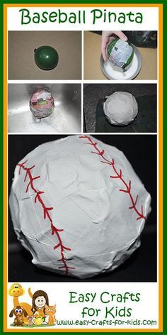 Baseball Crafts for Kids - Baseball Pinata Fun! Baseball Crafts For Kids, Summer Sports Crafts, Baseball Pinata, Winter Sports Crafts, Sport Themed Crafts, Sport Crafts, Kids Sports Crafts, Baseball Activities, Sports Crafts