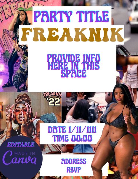 Freaknik Theme Party, Freaknik 90s Decorations, Freaknik Flyer Ideas, Freaknik Pool Party, Freaknik Background, Freaknik Backdrop, Freaknik 90s Backdrop, 90s Flyer, Freaknik Flyer