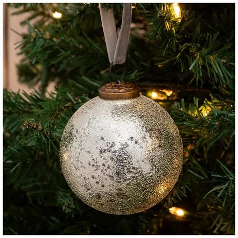 Textured Ball Ornament | Hobby Lobby | 5957949 Painted Christmas Bulbs, Hobby Lobby Christmas Ornaments, Holiday Watercolor, Gray Ribbon, Hobby Lobby Christmas, Grinch Ornaments, Decorating Crafts, Crafts Holiday, Christmas Tree Decorating