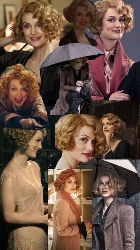 Queenie Goldstein collage, wallpaper or anything else 💛 Queenie Goldstein, Collage Wallpaper, Girly Things, Short Hair Cuts, Hair Cuts, Collage, Halloween, Hair