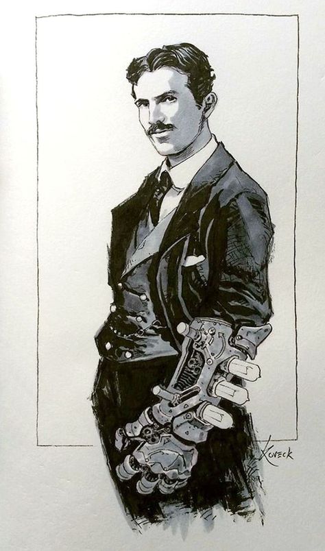 Image Dbz, Nicolas Tesla, Steampunk Tendencies, Nikola Tesla, 판타지 아트, Ink Illustrations, Manga Illustration, Art Stuff, Ink Art