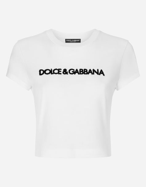 Short-sleeved stretch jersey T-shirt with DG logo: White Round neck Short sleeves Form fitting The piece measures 48 cm from the center back on a size IT 40 The model is 175 cm tall and wears a size IT 40 Made in Italy Dolce Gabbana T Shirt, Dg Logo, Short T Shirt, Latest T Shirt, Round Neck Tops, Dolce & Gabbana, Logo Tees, White Sweatshirt, Jersey T Shirt