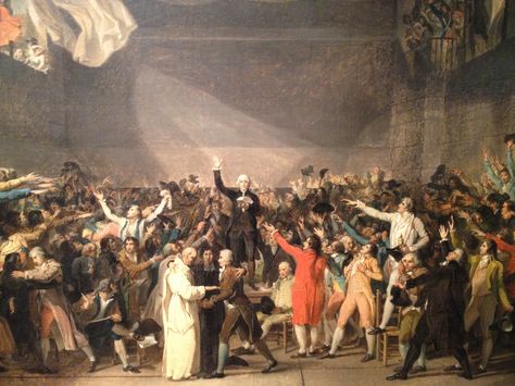 On 20 June 1789, France's Third Estate took the 'Oath of the Tennis Court' in the Jeu de Paume & formed a new National Assembly that would vote for a constitution & later vote to execute Louis XVI, who brought about the French Revolution through his refusal to accept reforms desperately needed to sustain the tottering Ancien Régime; this is Jacques-Louis David's celebrated depiction of that important moment in French history... Learning French For Kids, Age Of Enlightenment, French Verbs, Musee Carnavalet, French History, Essay Writer, Myself Essay, French Revolution, European History