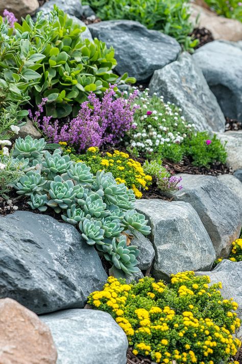 13 Rock Landscaping Ideas For Your Garden - DreamyHomeStyle Backyard With Rocks, Using Rocks In Landscaping, Rocks In Landscaping, Garden Island, Landscaping Backyard, Rock Landscaping Ideas, Rock Landscaping, Landscaping With Rocks, Landscaping Ideas