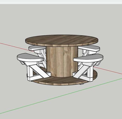 EASY Cable Reel Table (DIY Picnic Bench) - The Carpenter's Daughter Diy Picnic Bench, Cable Reel Table, Wood Spool Tables, Wire Spool Tables, Wooden Cable Reel, Outdoor Pub Table, Cable Spool Tables, Wooden Spool Tables, Wooden Cable Spools