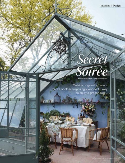 French Garden Room, French Greenhouse, Paris Orangerie, French Greenhouse Aesthetic, Orangerie Paris, Small Water Fountain, Interior Design Masters, Mediterranean Living, French Rustic