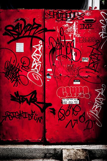 "Graffiti: Graffiti on the red old doors." by olliwang (Olli Wang) Persona 1, Graffiti Tattoo, Graffiti Photography, Graffiti Writing, Graffiti Artwork, Graffiti Tagging, Graffiti Wallpaper, Wall Papers, Studio Interior