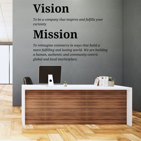 Mission Statement Display, Decal Business, Business Values, Church Lobby, Office Wall Decals, Vision Statement, Mission Vision, Church Signs, Entrance Design