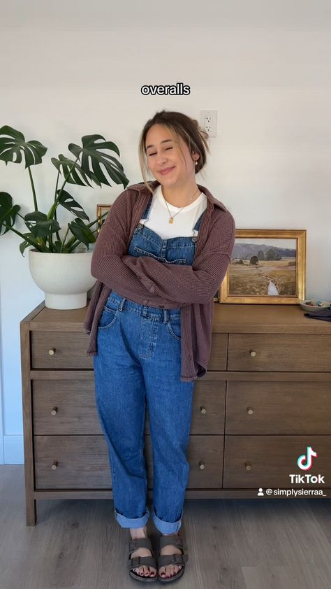 Aerie LumberJane Waffle Shirt curated on LTK Fall Fashion Apple Shape, Thrifted Fall Outfits Vintage, Carhartt Jacket Outfit Women, Teacher Overalls Outfit, Taylin Core, Granola Work Outfit, Brown Shacket Outfit, Overall Outfit Fall, Cute Warm Fall Outfits