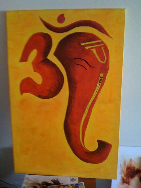 Om Ganesh, Ravi Teja, Ganesh Art Paintings, Drawing Eye, Elephant God, Ganesh Art, Lord Ganesha Paintings, Simple Canvas Paintings, Ganesha Painting