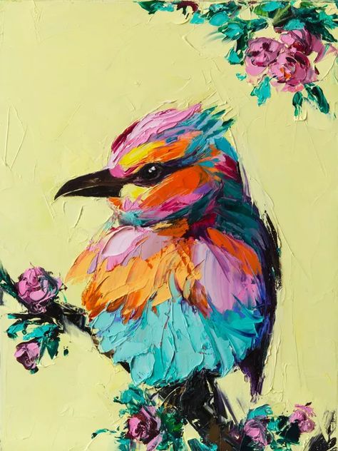 Popular Paintings 2023, Oil Flowers, Drawing Birds, Painting Animals, Bird Paintings, Male Male, Original Art Painting, Paint Painting, Nature Paintings