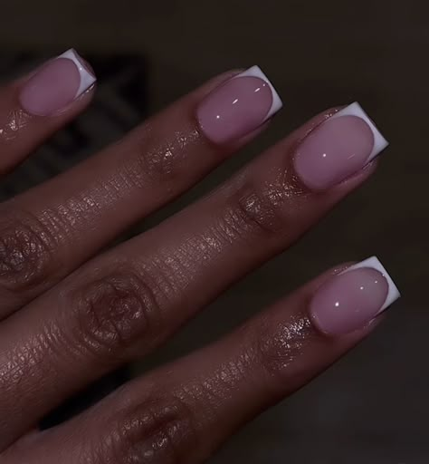 French Gel X Nails Square, Biab Natural Nail Designs, Bubble Bath Gel Manicure, French Manicure Bubble Bath, Deep French Nails Short, Ombre Circle Nails, Short Classy Nails Square Oval, Shorties Nails French Tip, Wide Square Nails