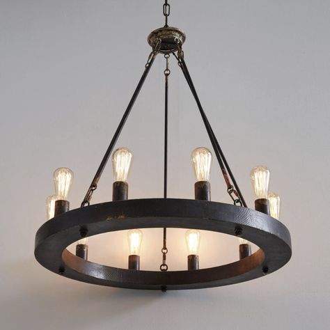 Illuminate Your Space with Stylish Pendant Lights | Shop Now Page 2 - Iron Accents Wrought Iron Candle, Wheel Chandelier, Wooden Wheel, Modern Rustic Homes, Unique Light Fixtures, Vintage Bulbs, Wagon Wheel Chandelier, Iron Candle, Wagon Wheel