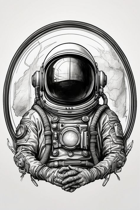 Create a cosmonaut logo in a sketch style in pencil 🚀 Make the logo circle with a spaceman centered. Explore the cosmos with this unique pencil sketch! #Cosmonaut #LogoDesign #SketchArt #SpaceArt #PencilDrawing #Artistic #Creative #SpaceExploration Cool Space Tattoos, Astronaut Drawing, Space Tattoos, Astronaut Tattoo, Planet Drawing, Planet Tattoos, Logo Sketches, Geek Tattoo, Geometric Tattoo Design