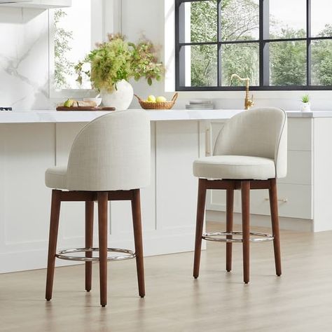 Elaine 26 inch Swivel Counter Height Bar Stools Set of 2 - On Sale - Bed Bath & Beyond - 39718442 Swivel Stools For Kitchen Island, Low Back Swivel Counter Stools, Modern Organic Bar Stools, Counter Stools With Backs Swivel, Modern Stools For Kitchen Island, Kitchen Stools For Island, Barstools In Kitchen, Mid Century Modern Bar Stools, Philly Apartment