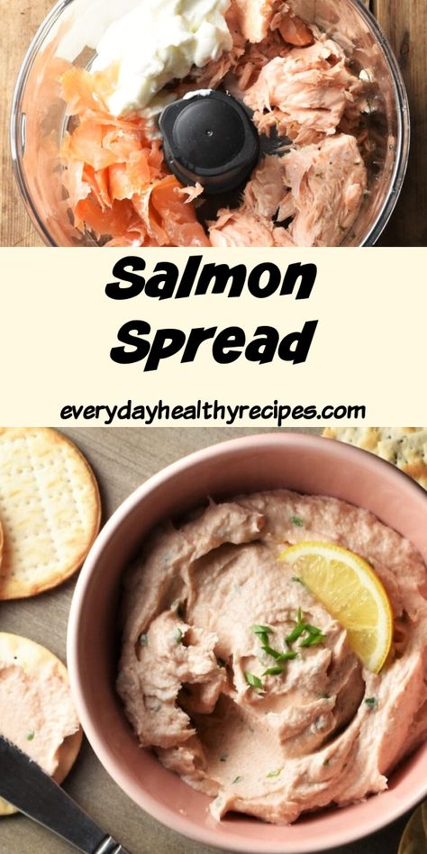 This creamy salmon spread recipe is made using a combination of cooked and smoked salmon for a rich and delicious flavour. It contains low fat yogurt, a drop of mayonnaise, lemon juice and a sprinkle of chives. Perfect for entertaining, with crackers or toast. Ready in as little as 5 minutes! #salmonrecipes #salmonspread #salmonsnack #salmonappetizer #everydayhealthyrecipes Salmon Snack, Pistachio Crusted Salmon, Salmon Spread, Creamy Salmon, Small Bites Appetizers, Pate Recipes, Healthy Salmon, Fish Recipes Healthy, Low Fat Yogurt